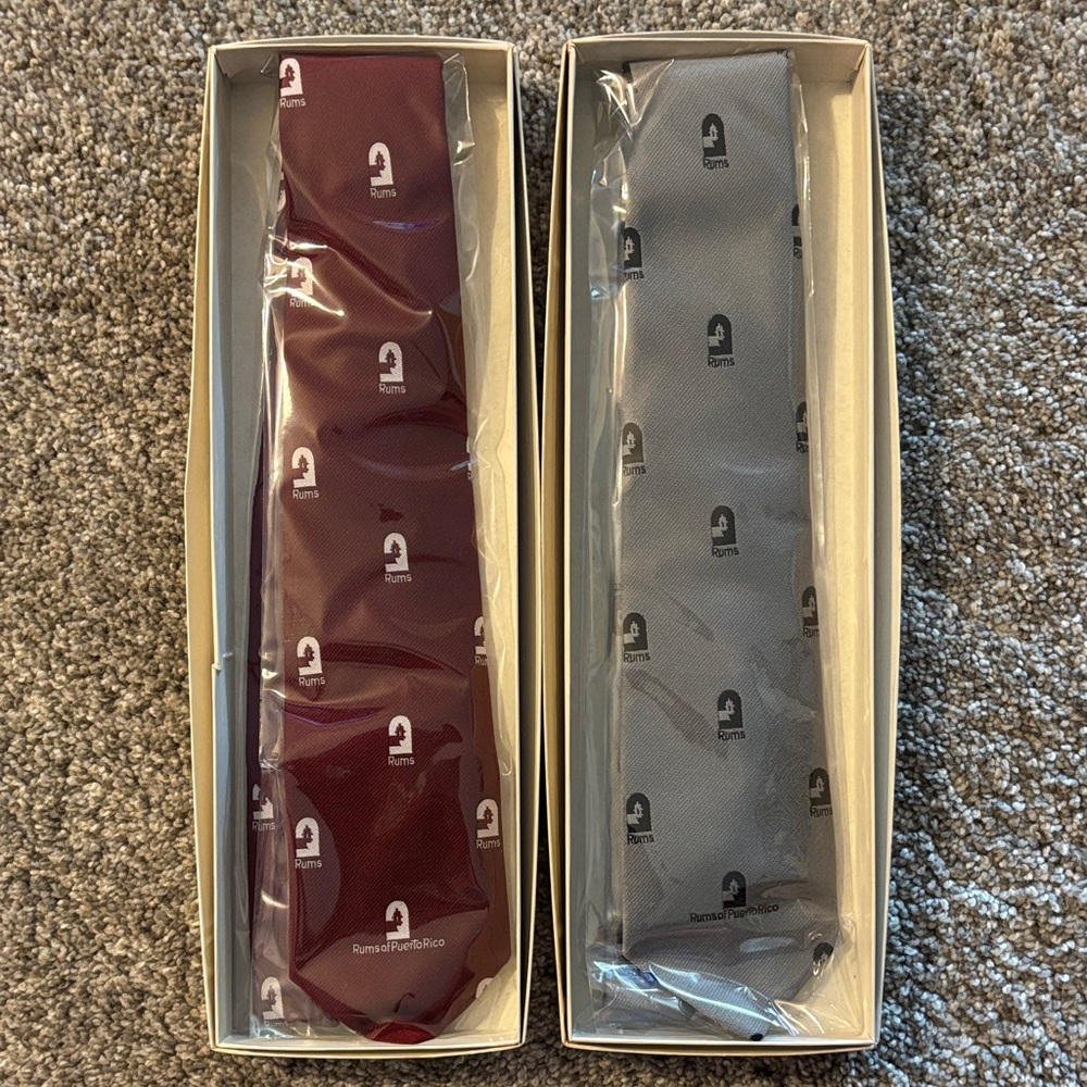 Rums of Puerto Rico Burgundy and Gray Ties NWT
